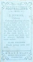 1933 Wills's Victorian Footballers (Small) #104 Jim Jenkins Back